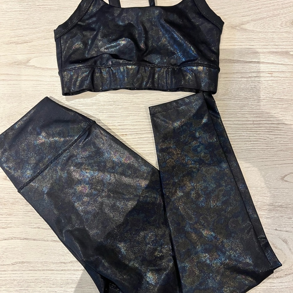 Shiny Black Activewear Set